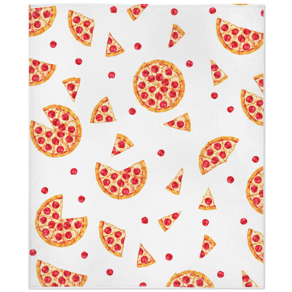 Pepperoni Pizza Minky Blanket - White