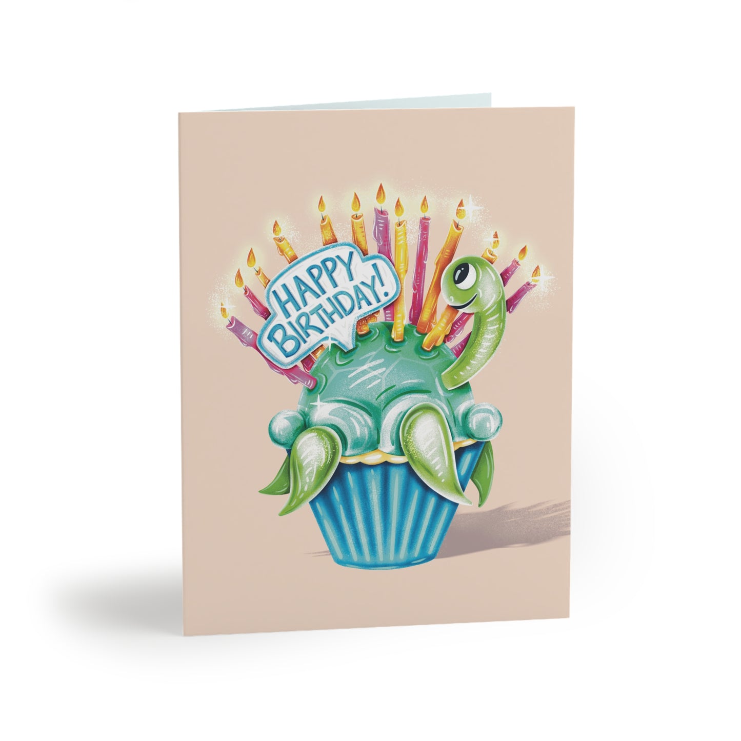 Sea Turtle Cupcake Birthday Folded Greeting cards (8, 16, and 24 pcs)