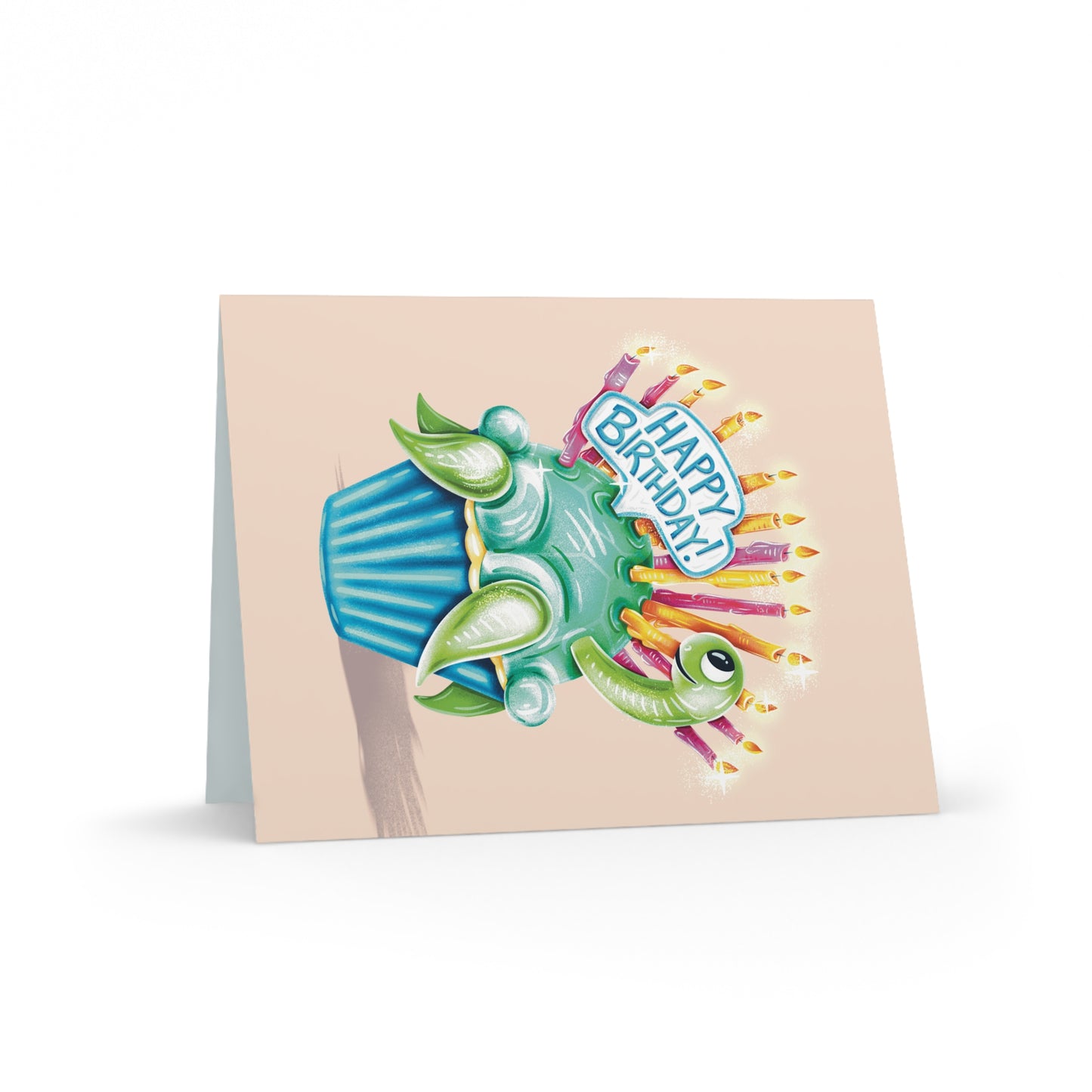 Sea Turtle Cupcake Birthday Folded Greeting cards (8, 16, and 24 pcs)