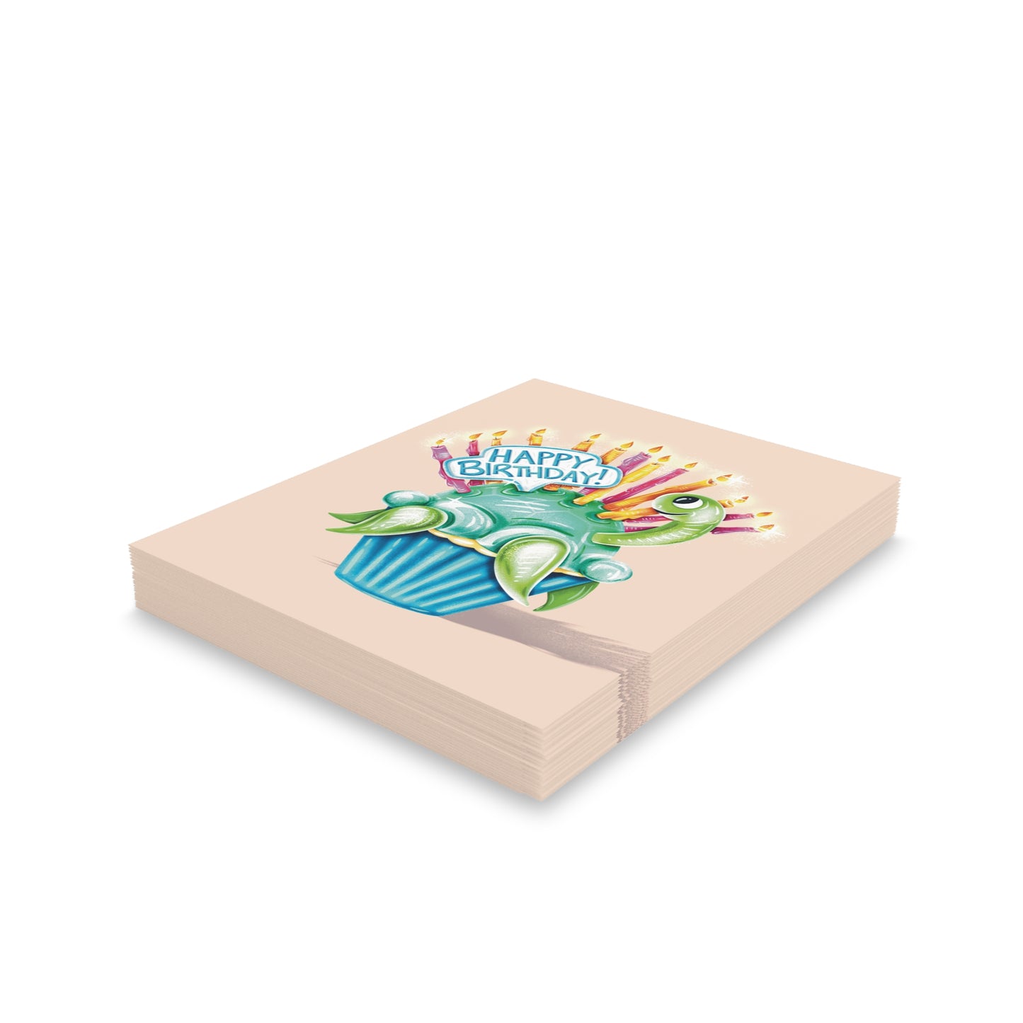 Sea Turtle Cupcake Birthday Folded Greeting cards (8, 16, and 24 pcs)