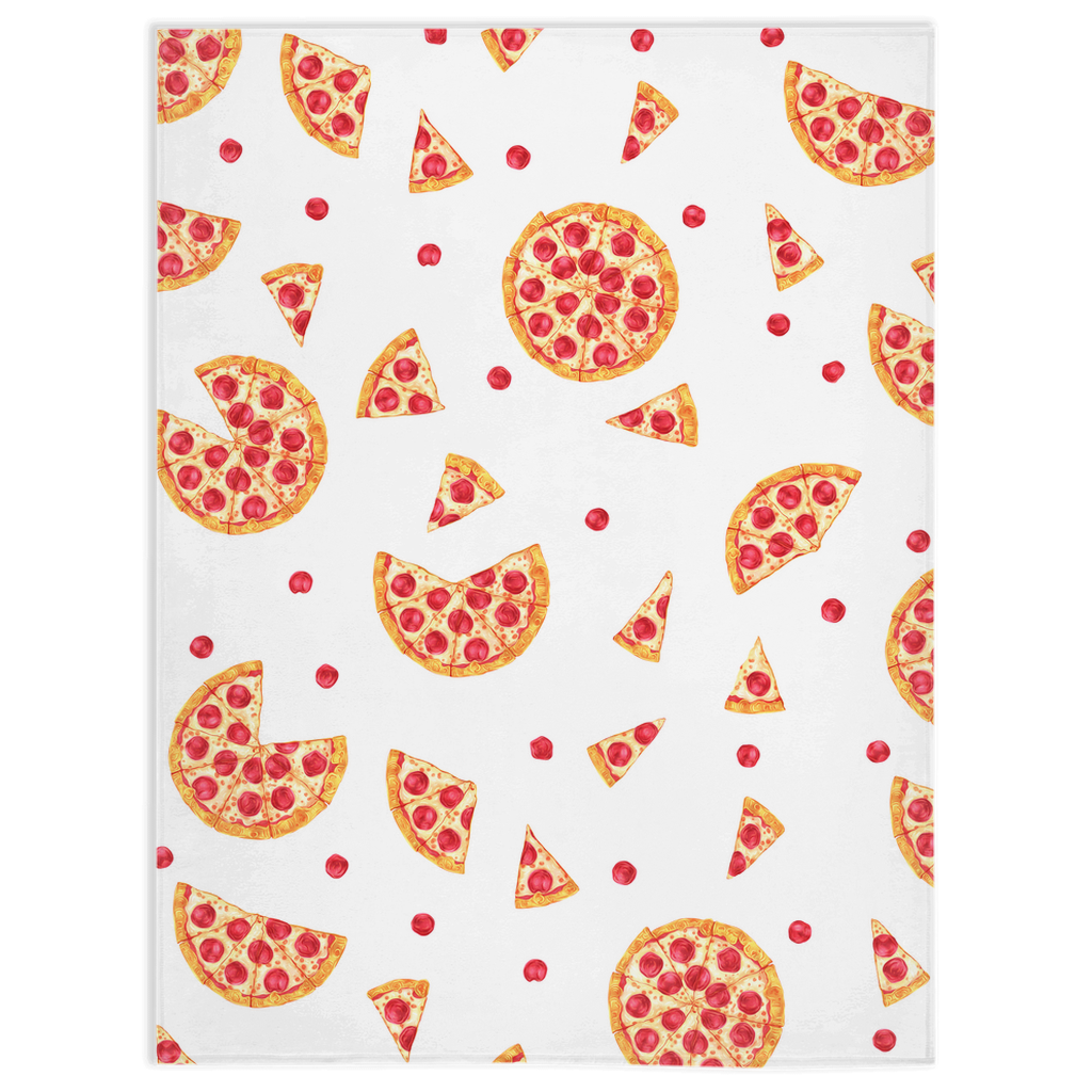 Pepperoni Pizza Minky Blanket - White