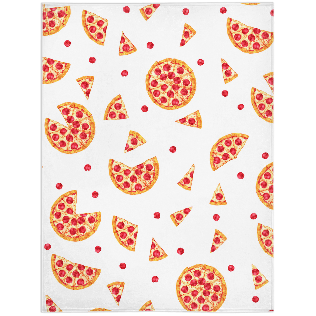 Pepperoni Pizza Minky Blanket - White