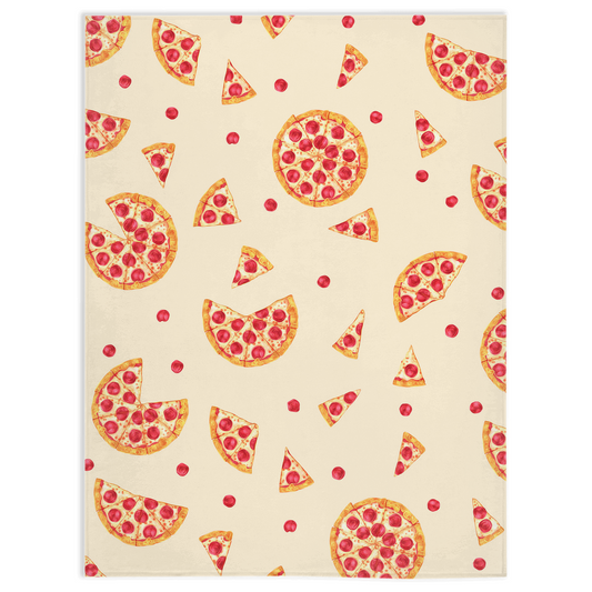 Pepperoni Pizza Minky Blanket - Cream