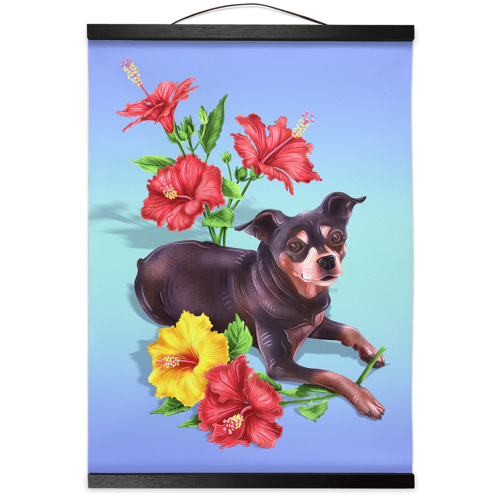 Portrait of a Miniature Pinscher Hanging Canvas Art Print