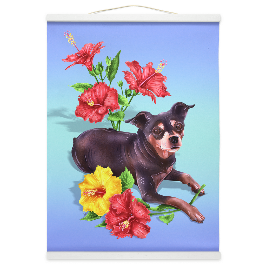 Portrait of a Miniature Pinscher Hanging Canvas Art Print